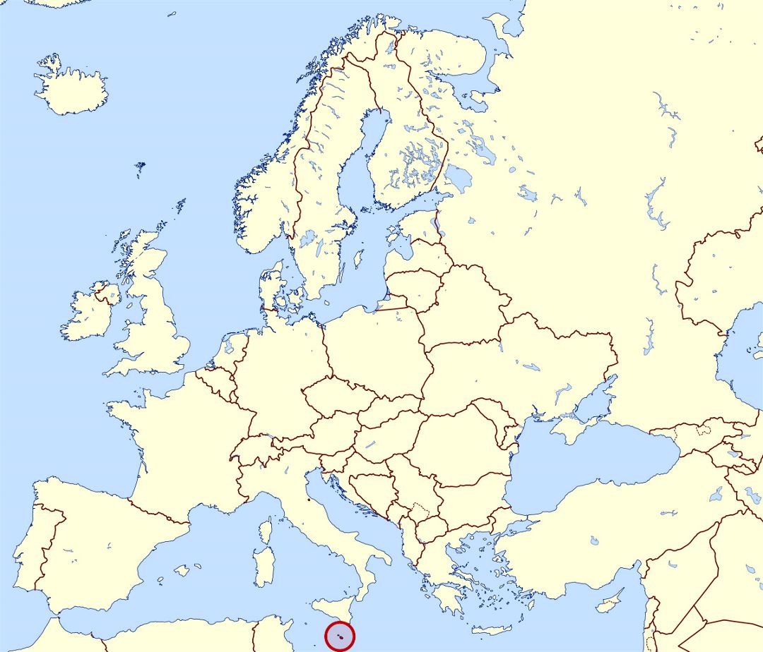 Large location map of Malta