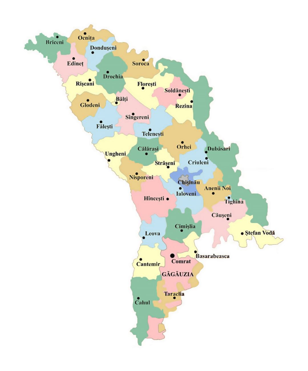 Administrative map of Moldova