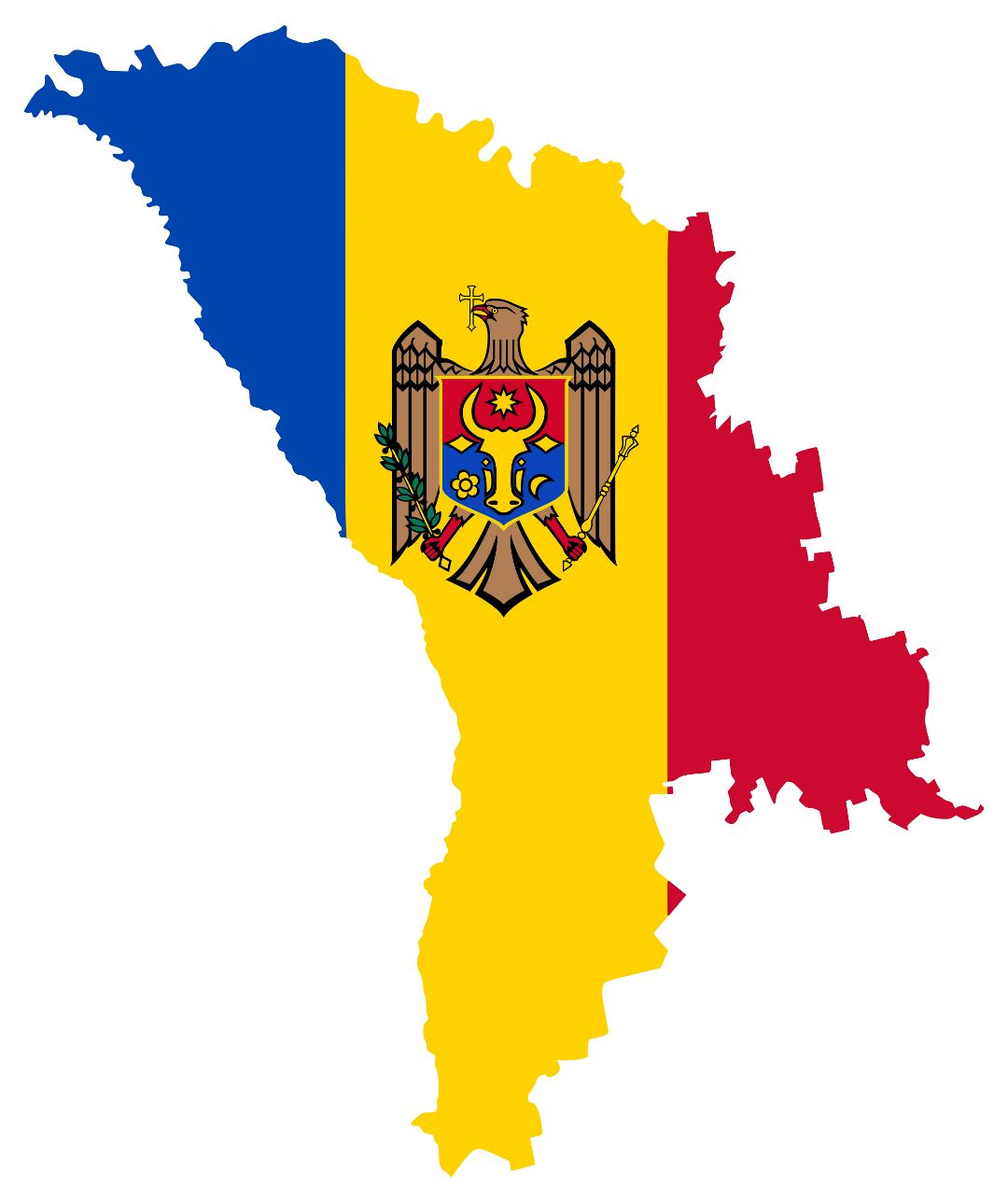 Large flag map of Moldova