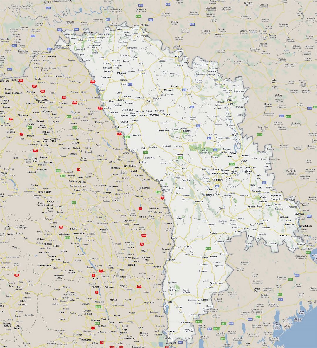 Large road map of Moldova with all cities