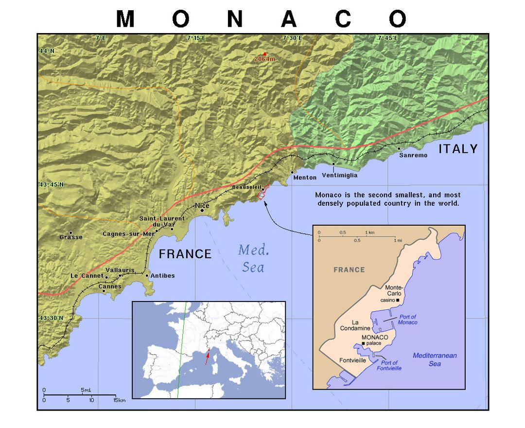 Europe Map Labeled Monaco