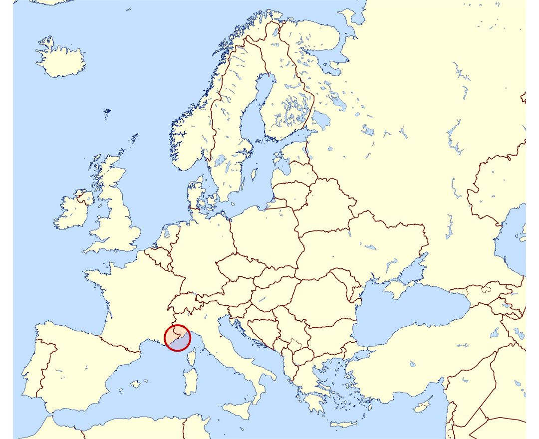 Europe Map Labeled Monaco