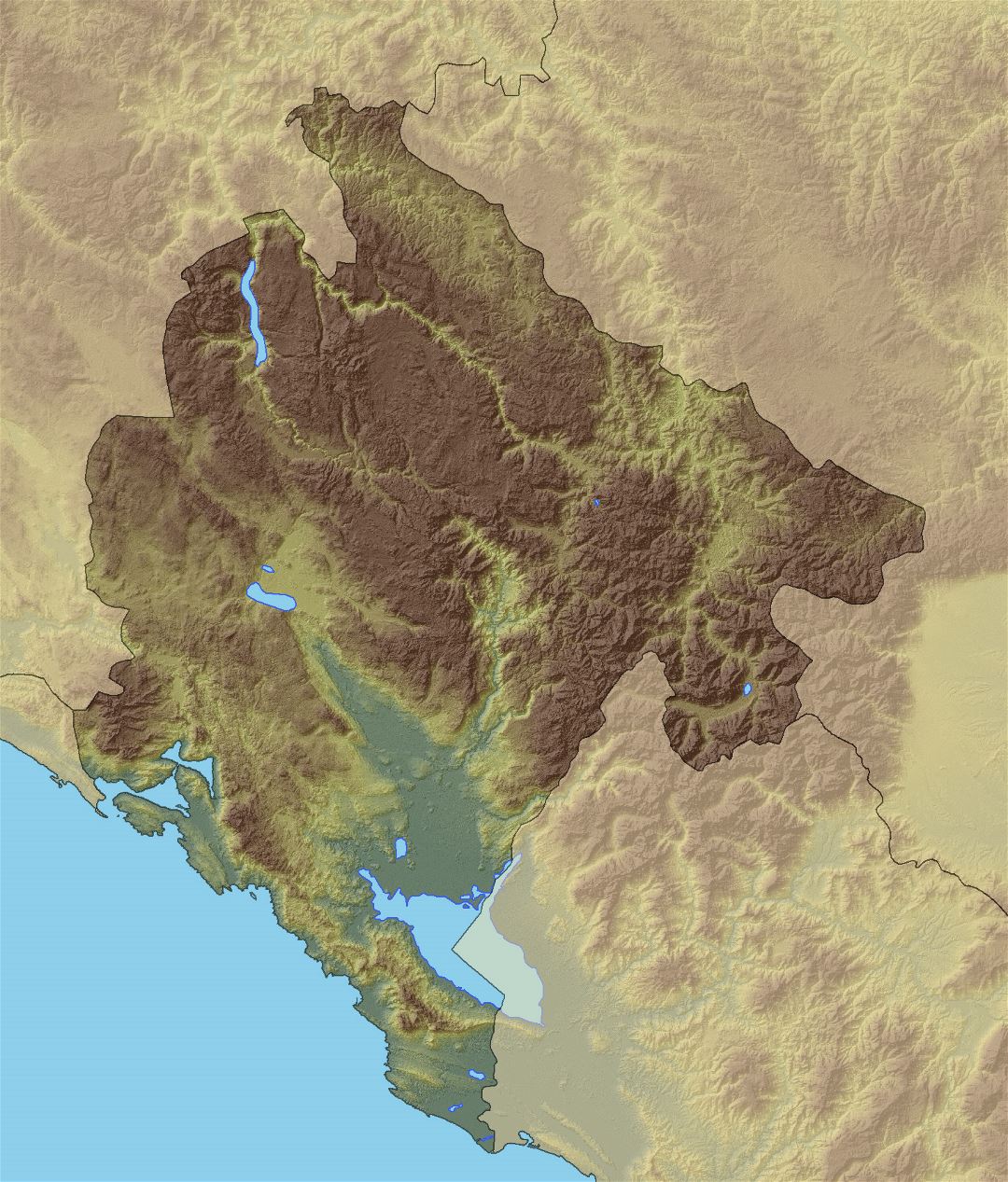 Large relief map of Montenegro