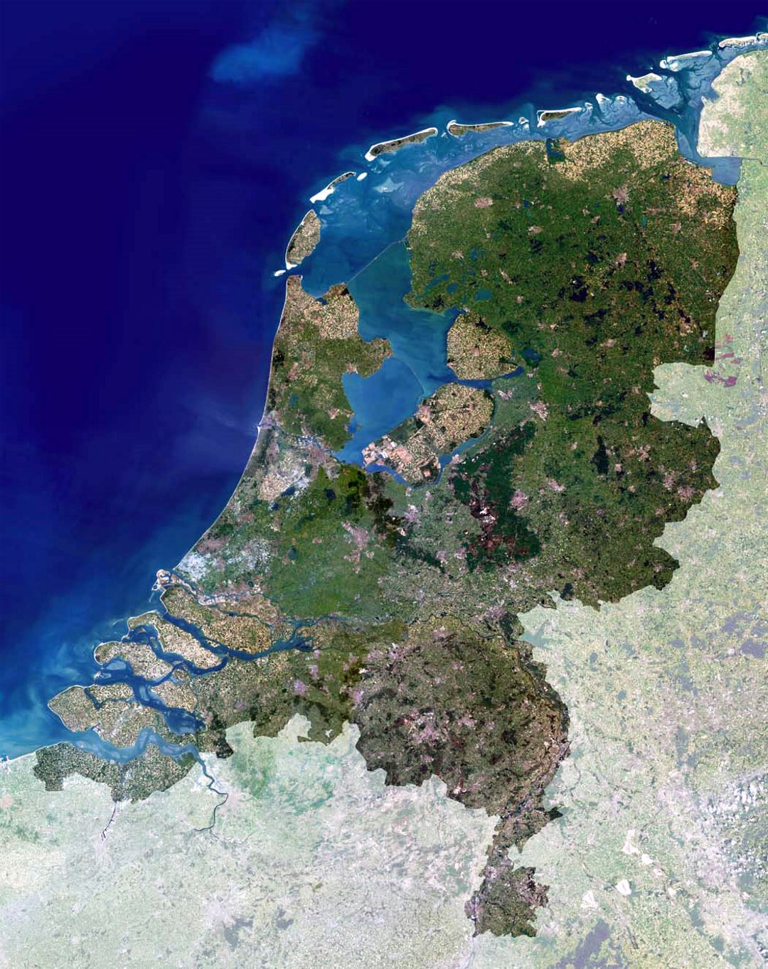 Detailed satellite map of Netherlands