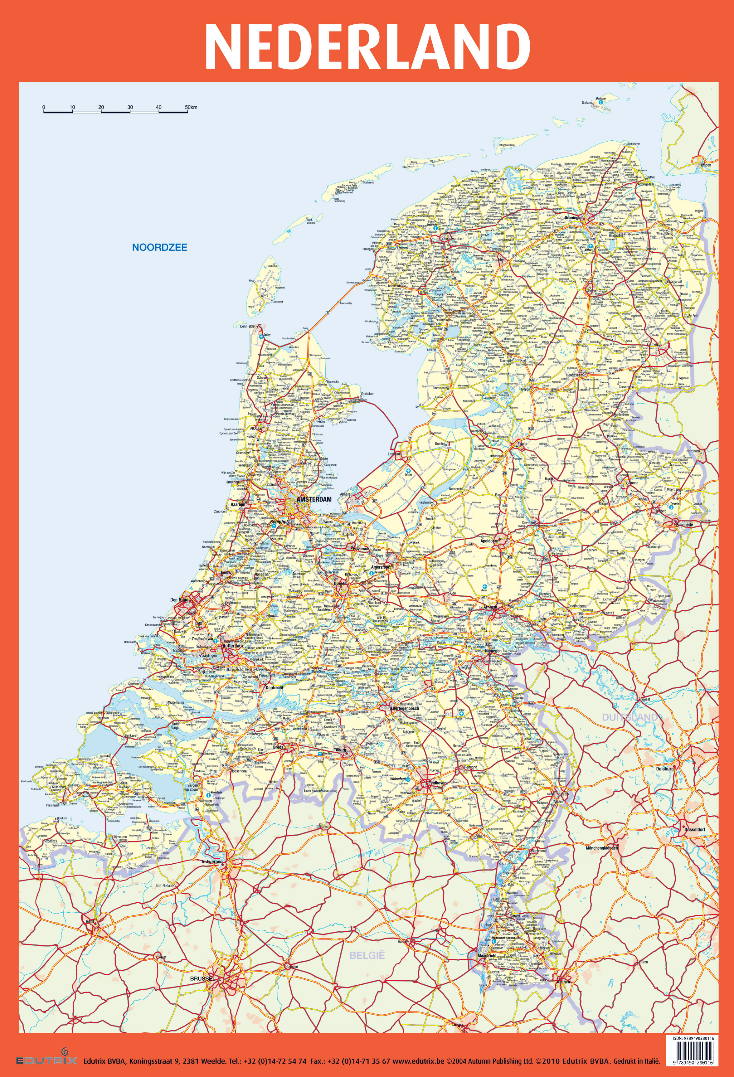Large Detailed Road Map Of Netherlands Netherlands Europe