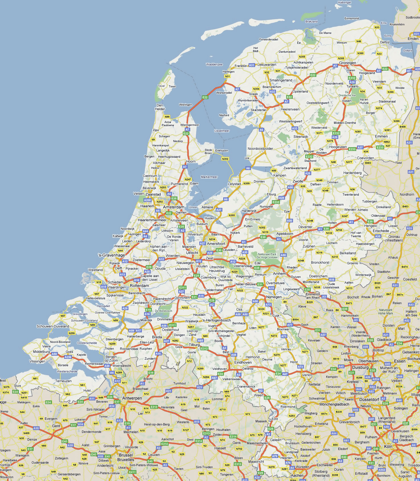 Large Road Map Of Netherlands With All Cities Netherlands Europe Mapsland Maps Of The World