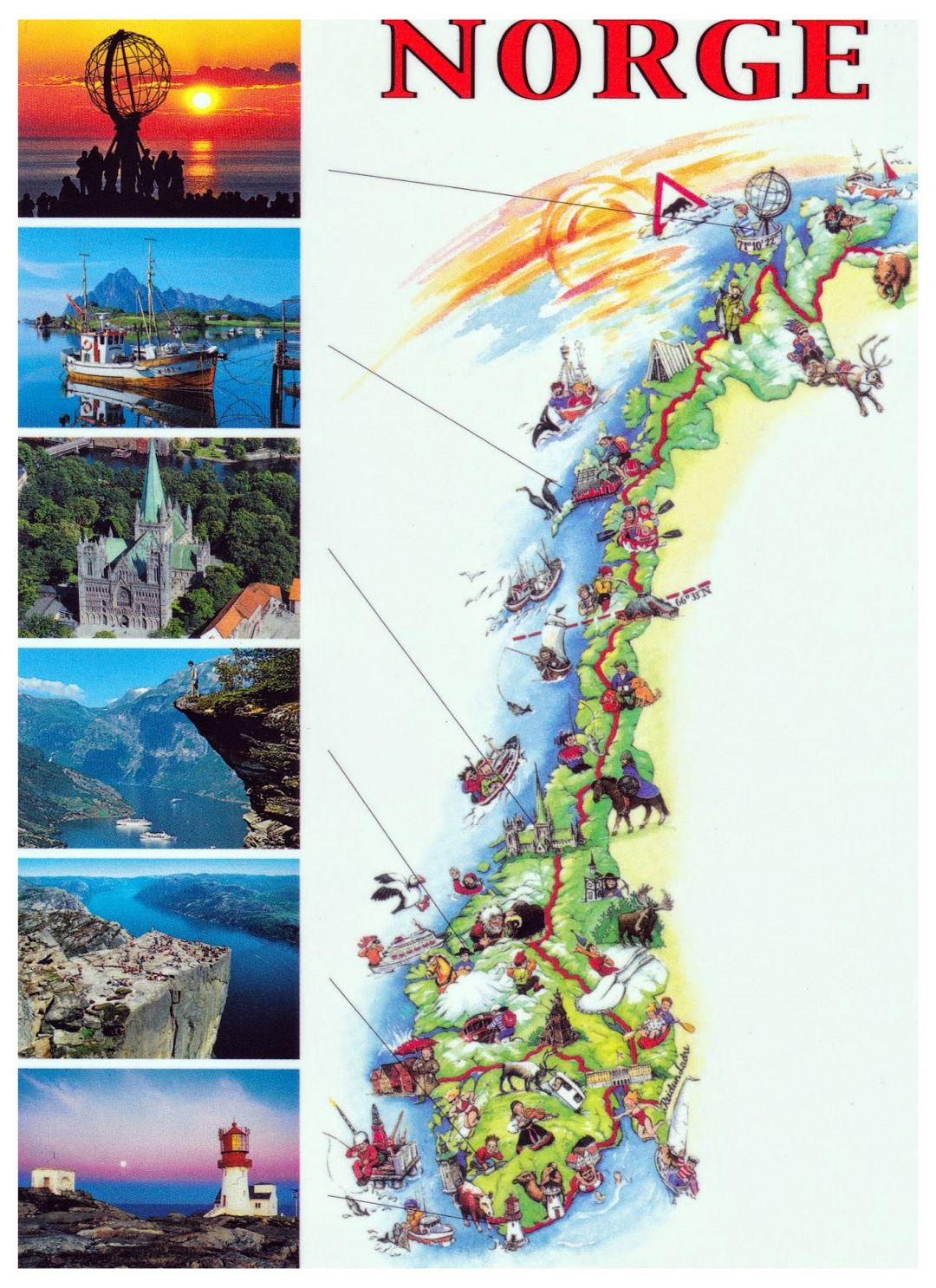 Detailed tourist illustrated map of Norway