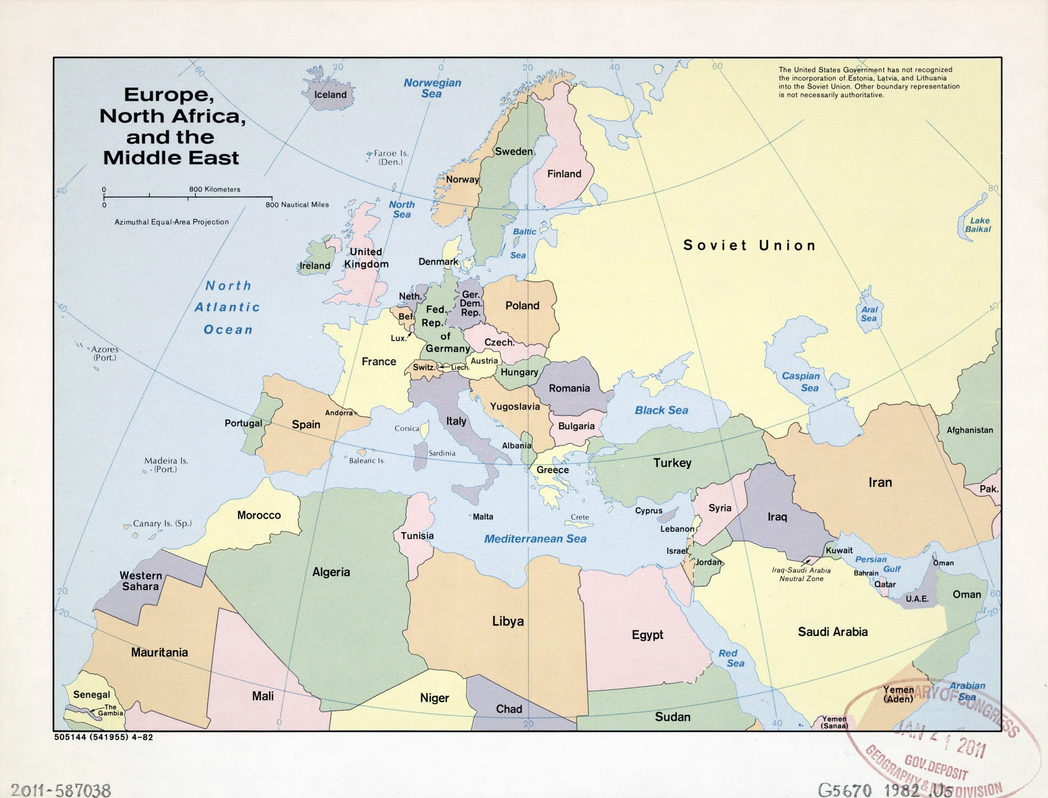 Large Detailed Old Political Map Of Europe North Africa And The Middle East 1982 