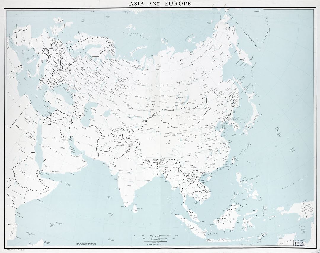 Large scale old political map of Asia and Europe - 1967