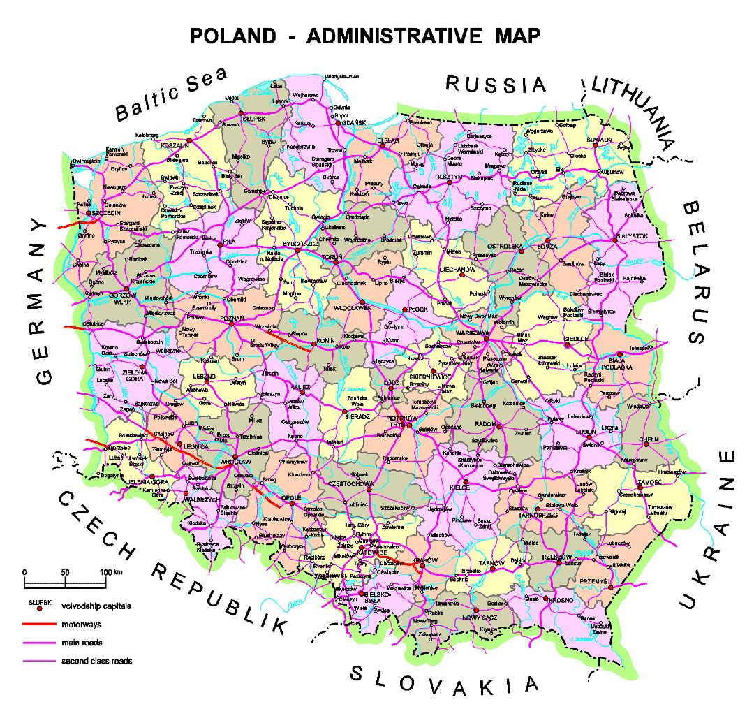 Detailed administrative map of Poland