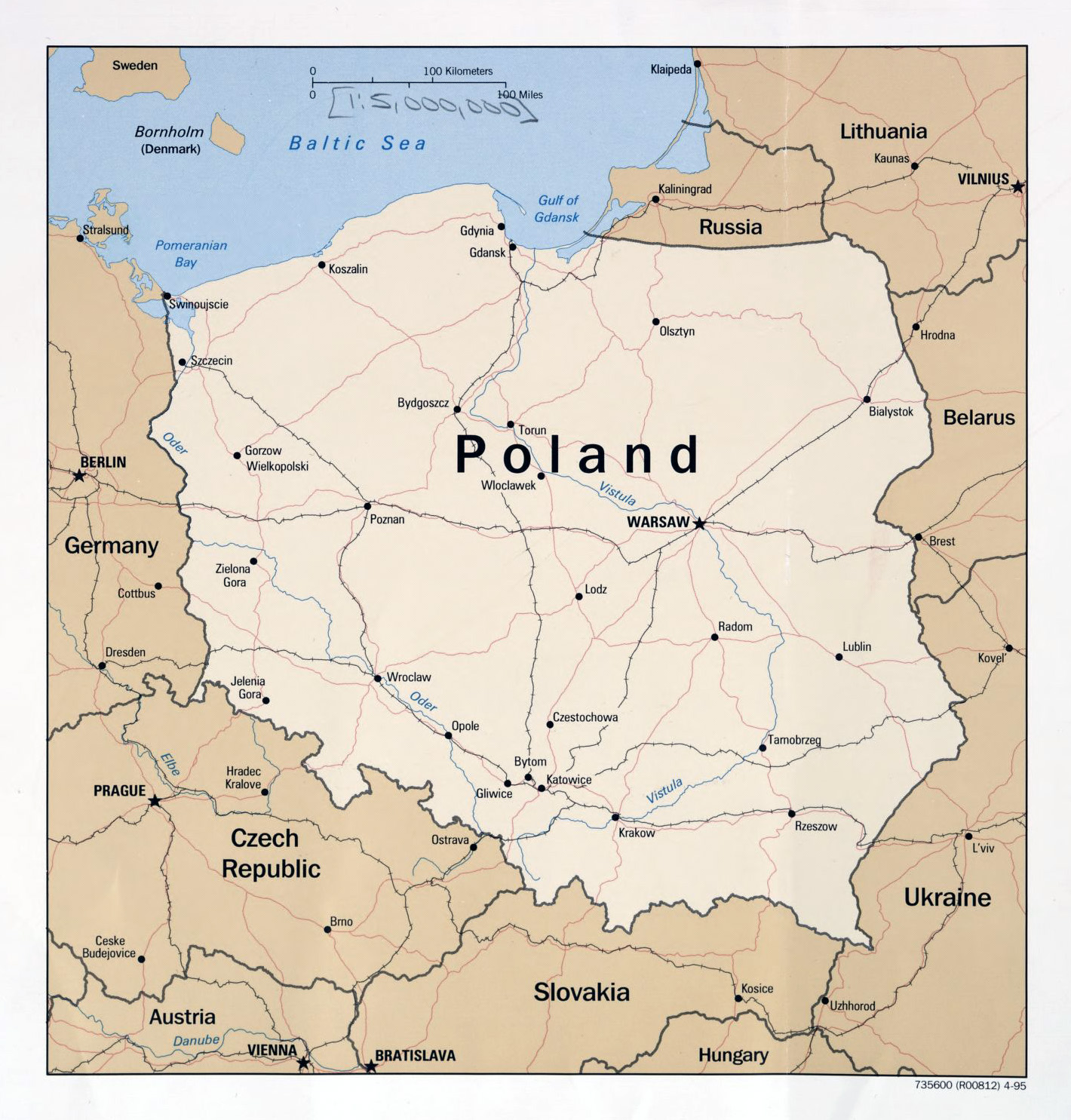 Large Detailed Political Map Of Poland With Roads