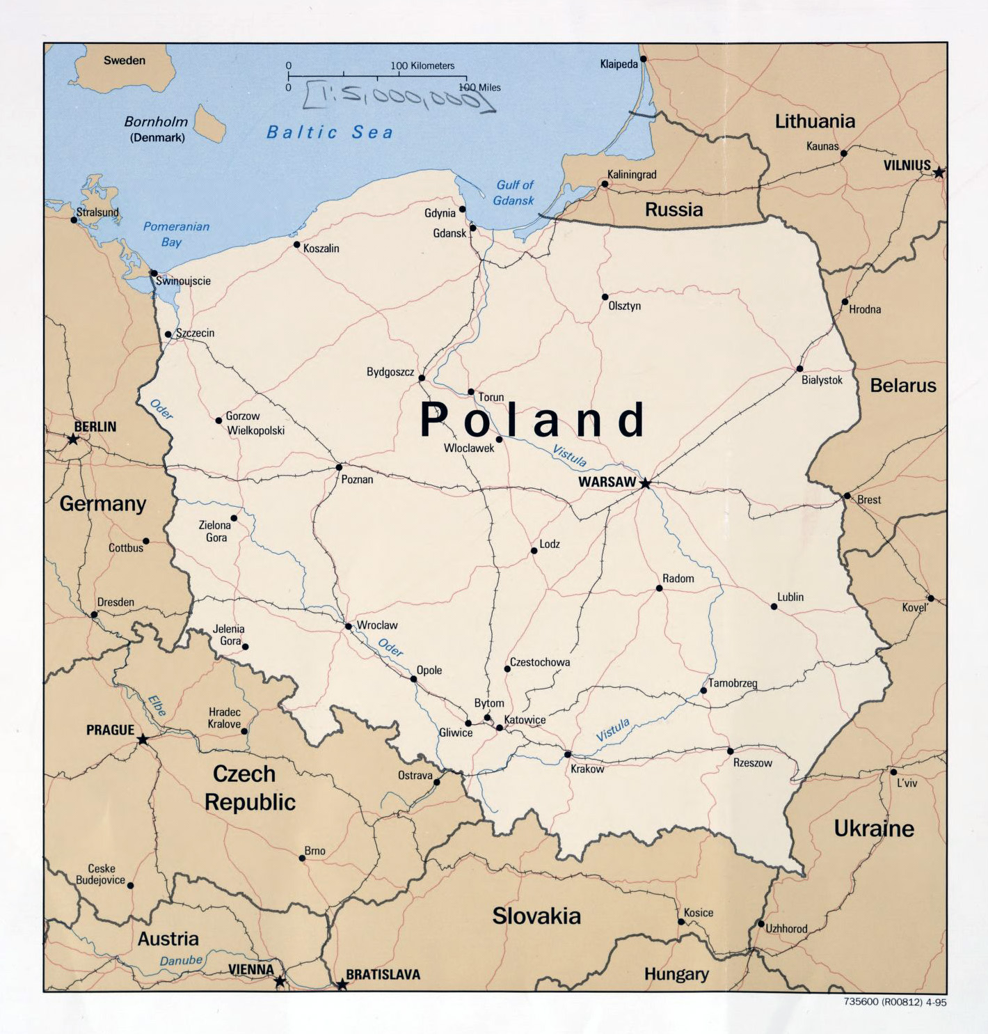 Large Detailed Political Map Of Poland With Roads Railroads And Major ...