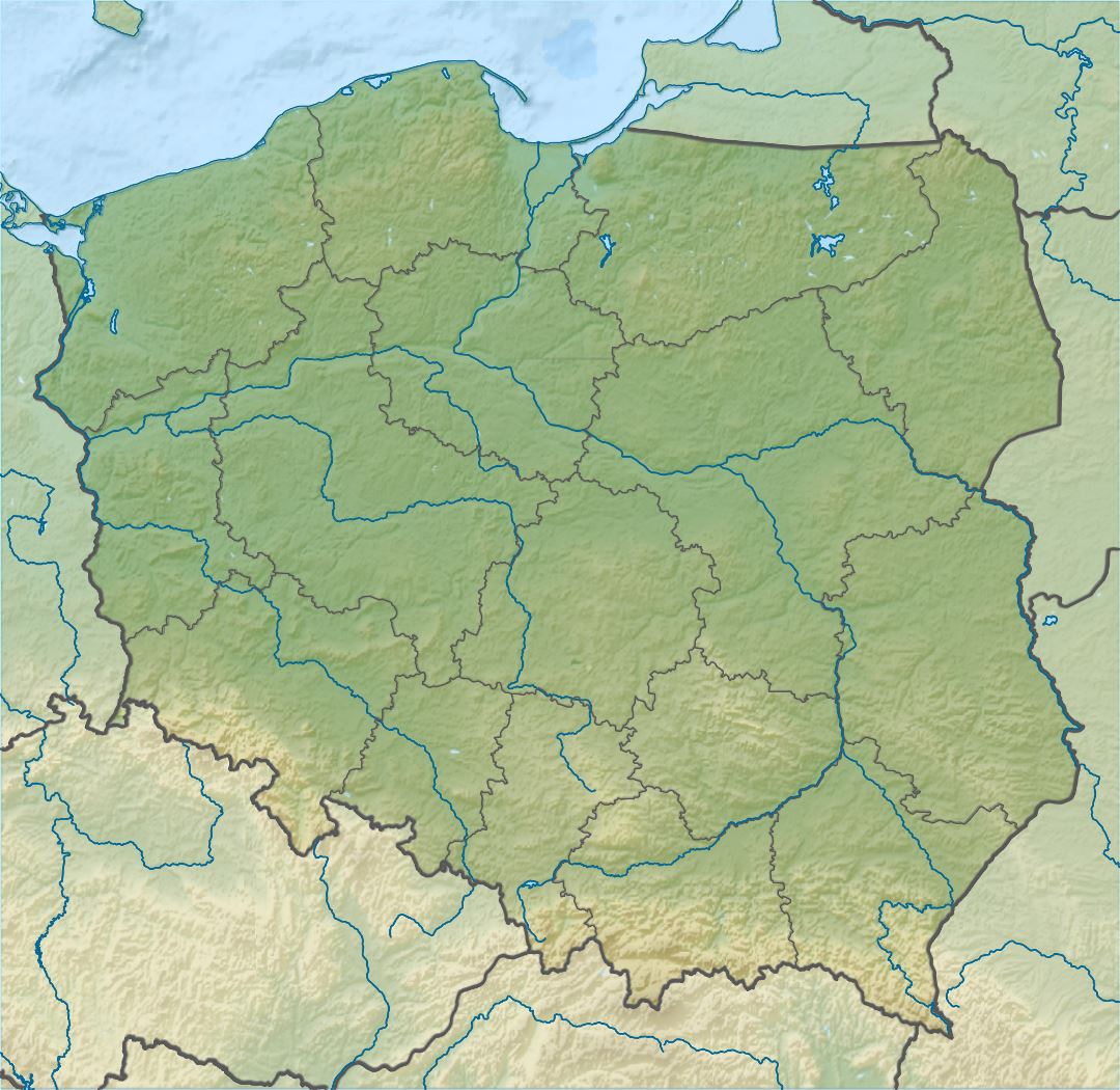 Large detailed relief map of Poland