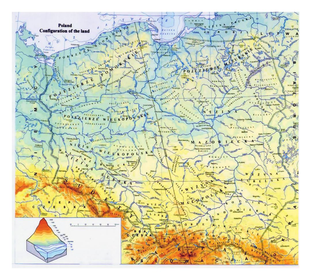 Physical map of Poland