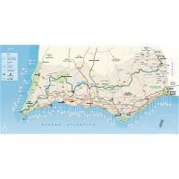 Large detailed road map of Algarve with cities and other marks, Algarve, Portugal, Europe, Mapsland