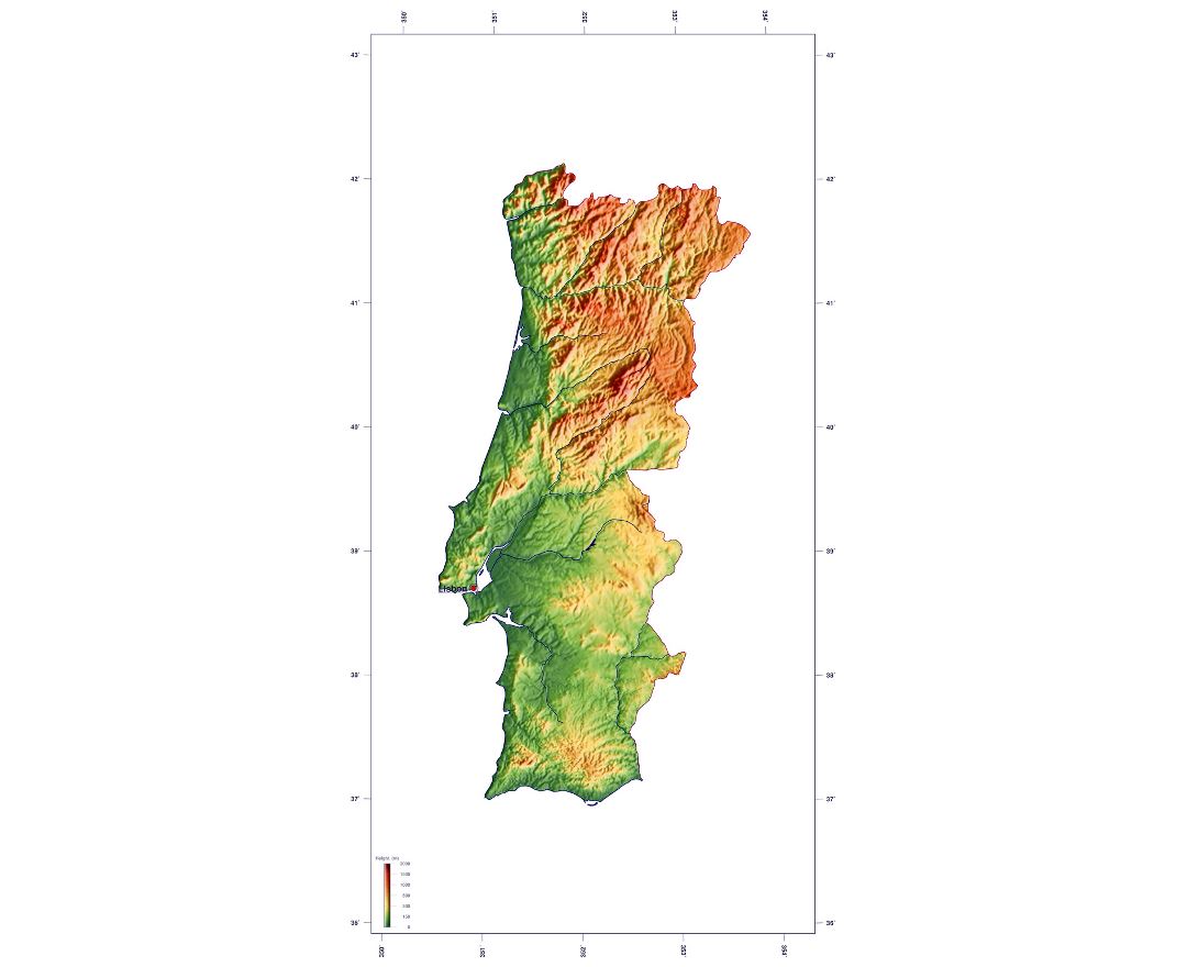 Large detailed road map of Algarve with cities and other marks, Algarve, Portugal, Europe, Mapsland