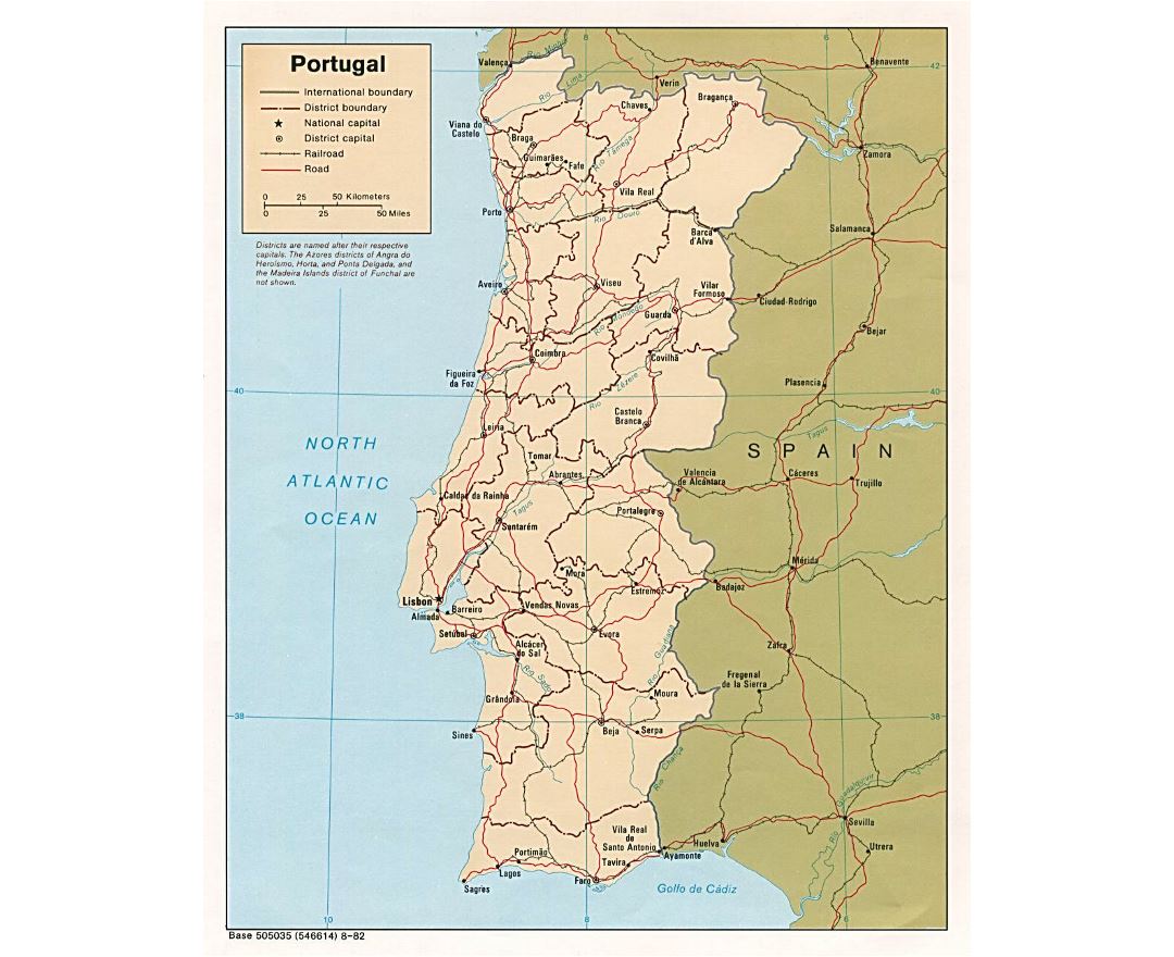 Large tourist map of Portugal with roads and cities, Portugal, Europe, Mapsland