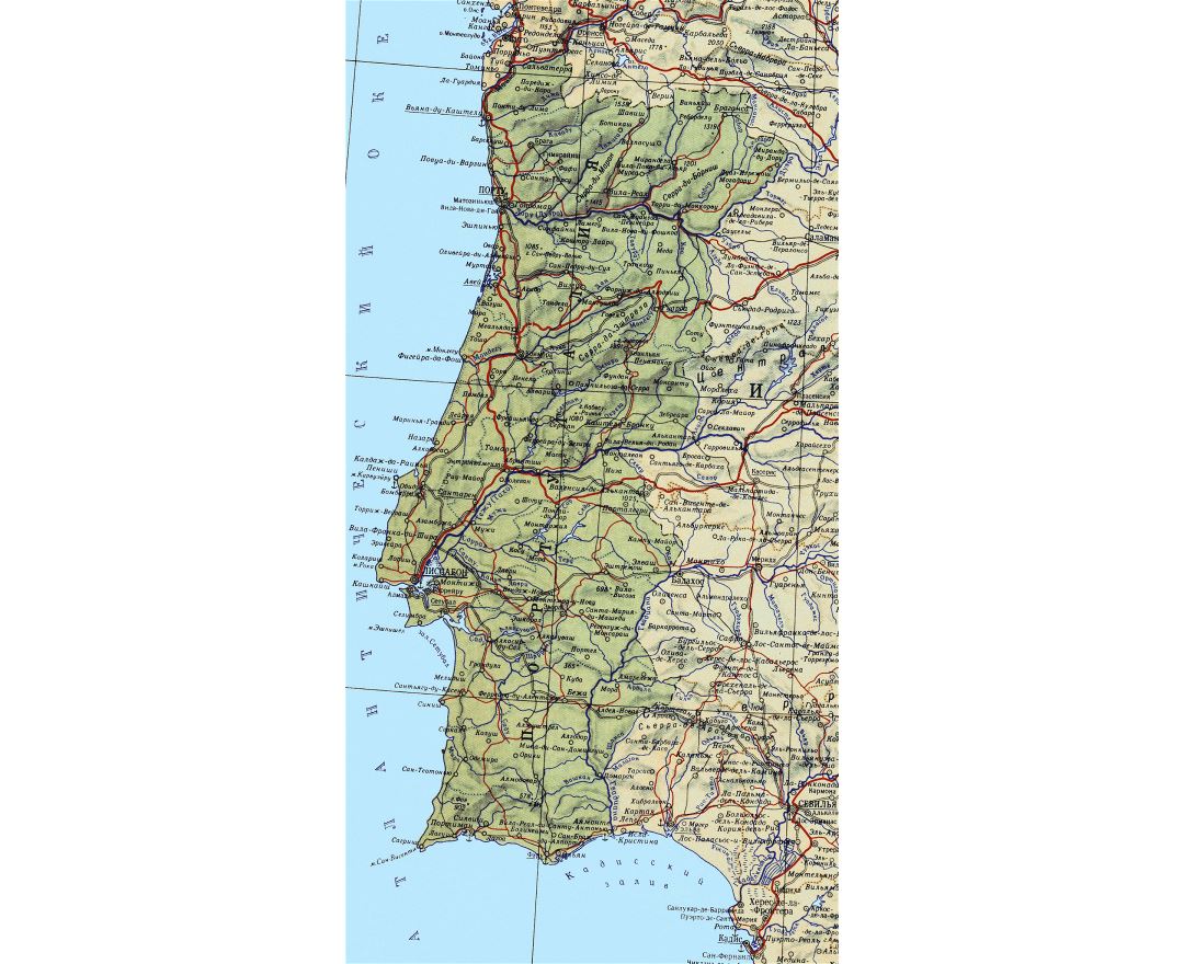 Detailed map of Portugal with roads and other marks, Portugal, Europe, Mapsland