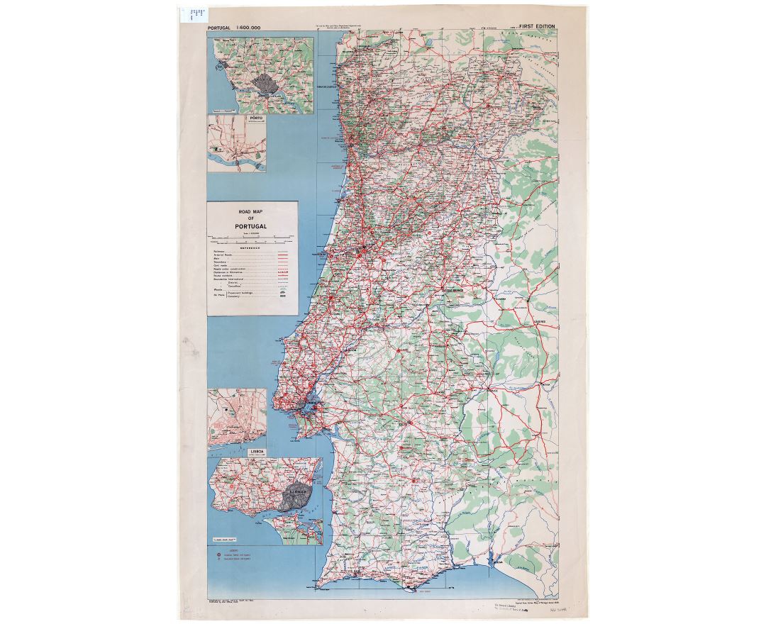 Large tourist map of Portugal with roads and cities, Portugal, Europe, Mapsland