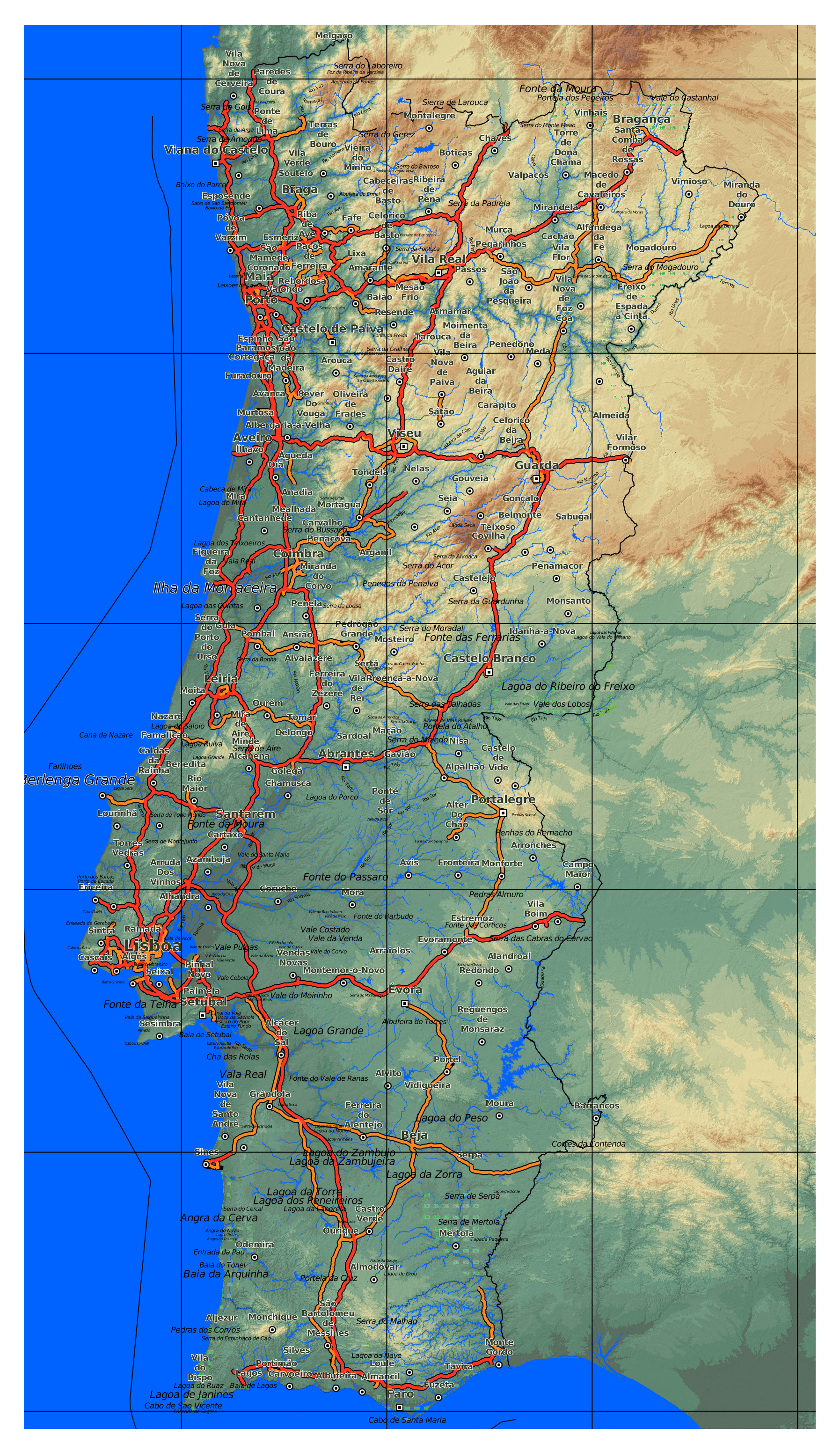 Portugal highway map: downtown area