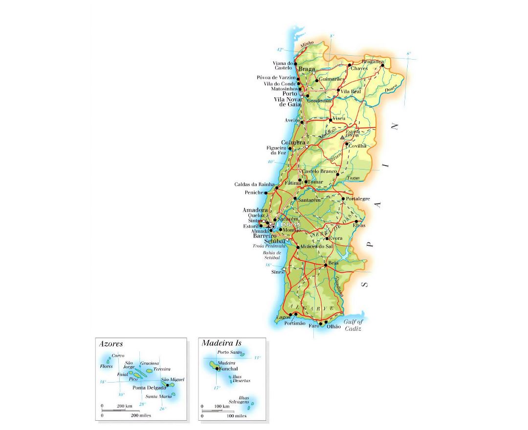 Maps of Portugal, Detailed map of Portugal in English