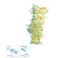 Large tourist map of Portugal with roads and cities, Portugal, Europe, Mapsland