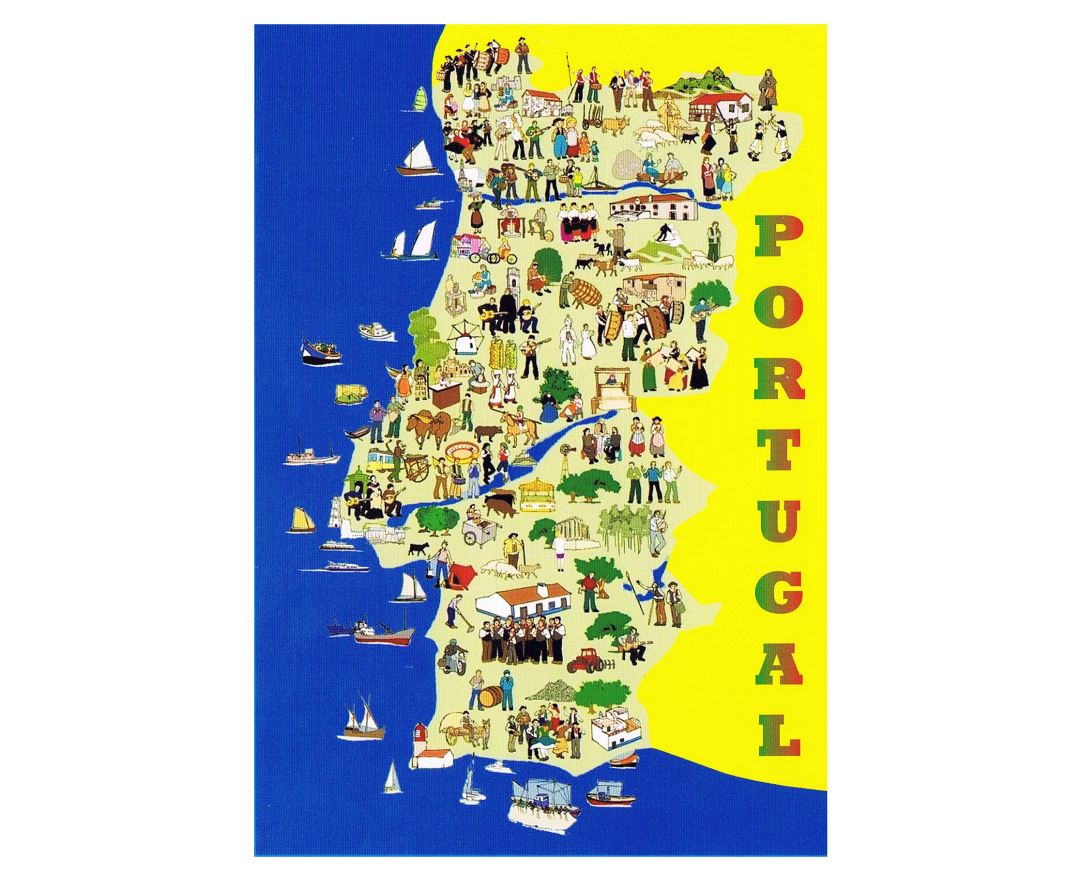 Large physical map of Portugal with roads, cities and airports, Portugal, Europe, Mapsland