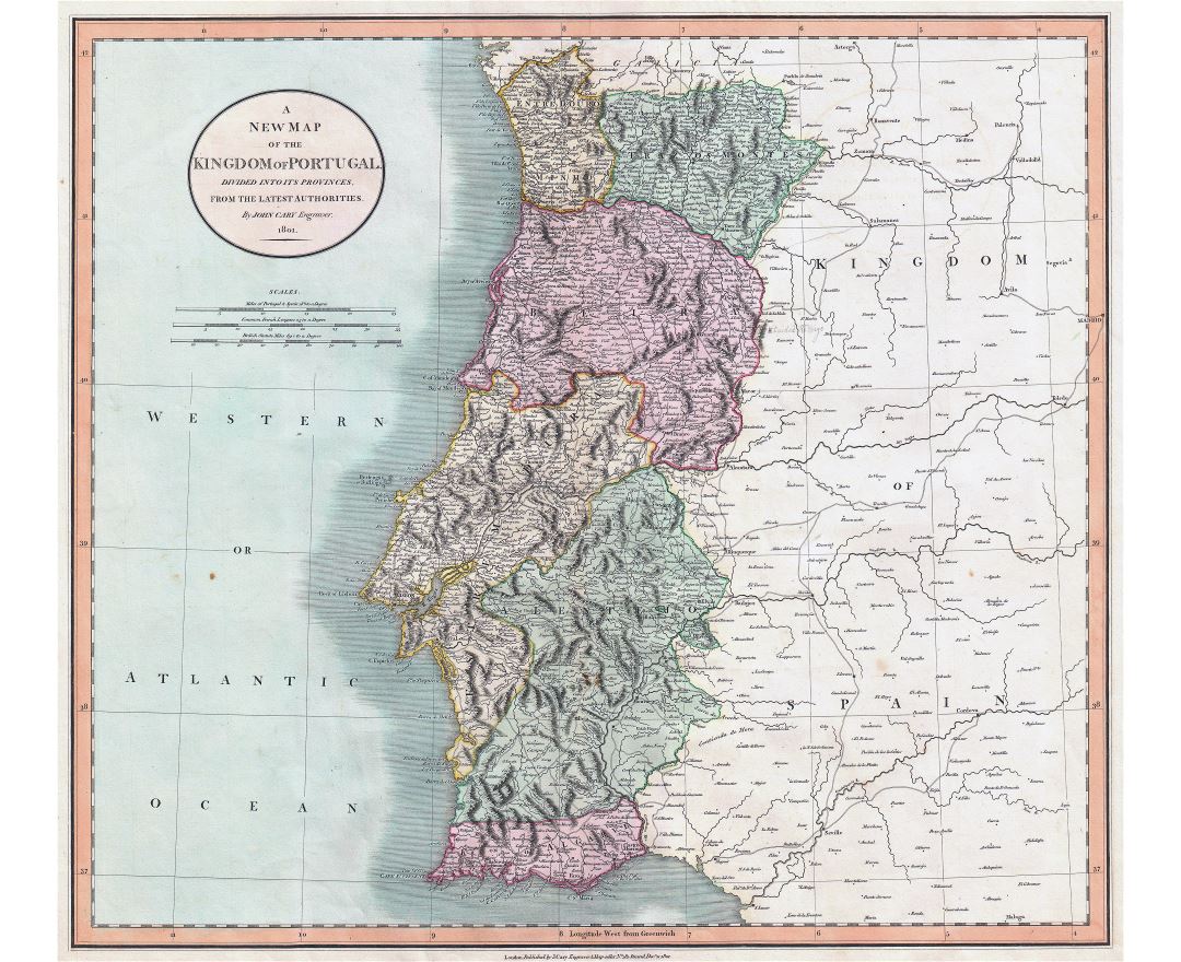 Large tourist map of Portugal with roads and cities, Portugal, Europe, Mapsland