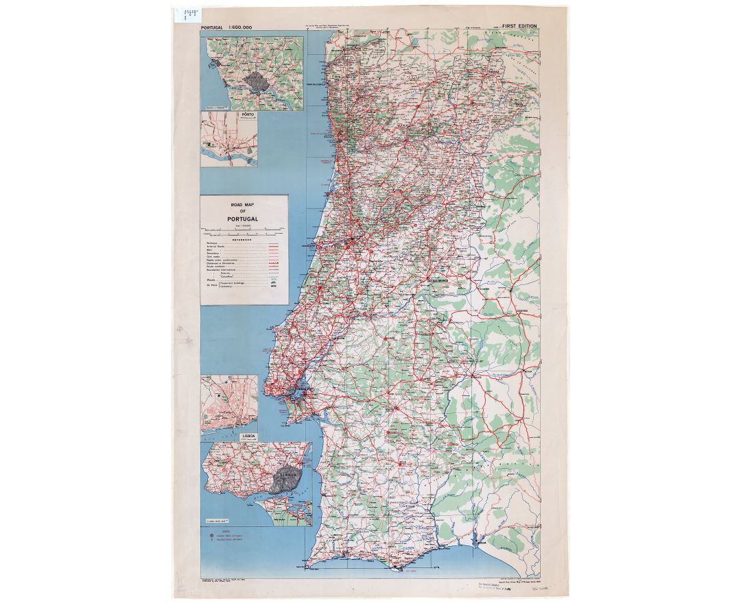 Large tourist map of Portugal with relief, cities and airports, Portugal, Europe, Mapsland