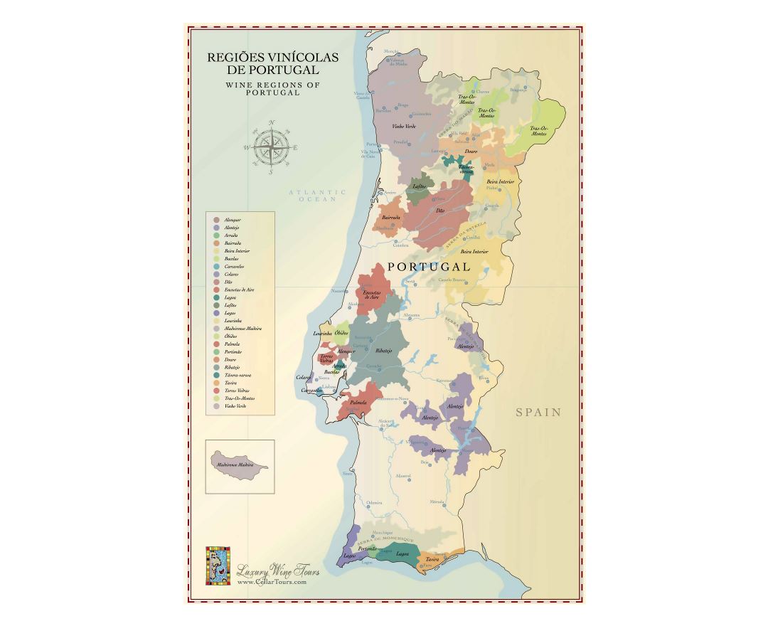 Road map of Algarve with cities and other marks, Algarve, Portugal, Europe, Mapsland