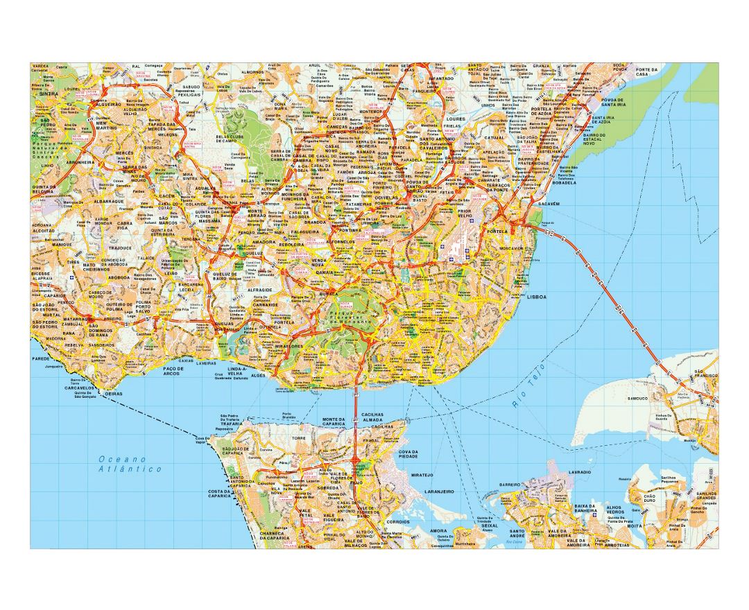 Mapa de Lisbon Portugal City Map Mapas de cidades e mapas do mundo para parede