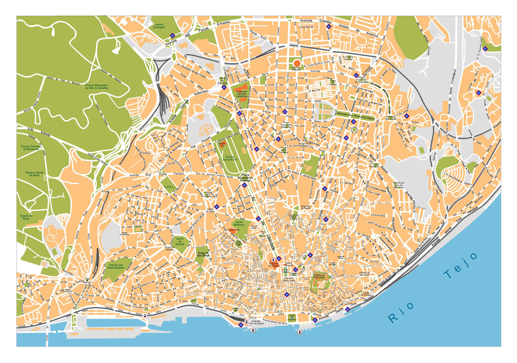 Printable Street Map Of Lisbon Portugal