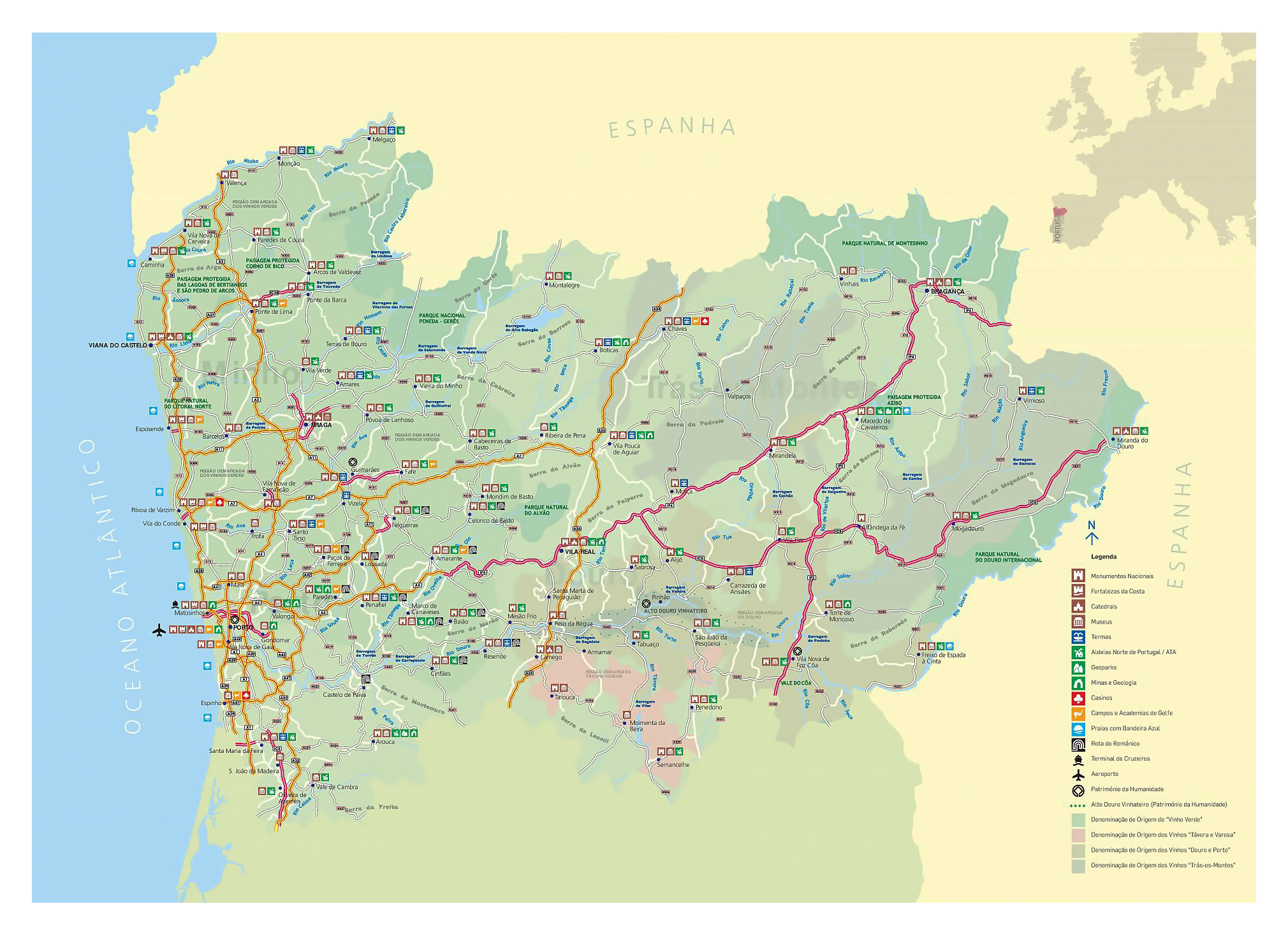 Norte Region Map  Wandering Portugal