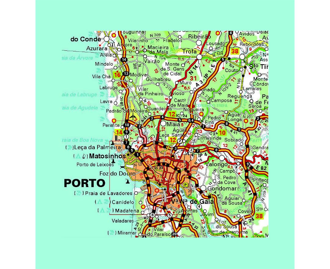 Map of Oporto, Portugal, Portugal Atlas