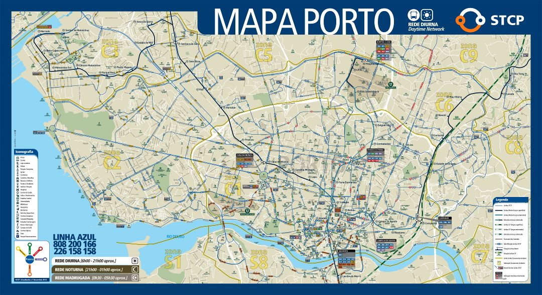 Large scale tourist map of Porto city