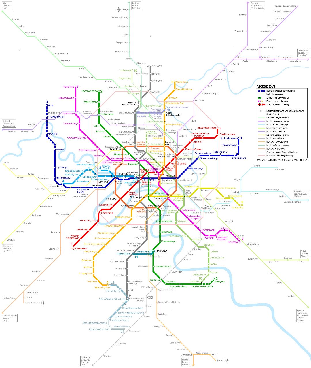 Large metro map of Moscow city
