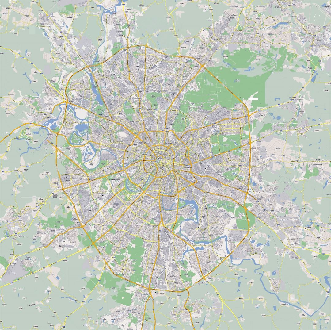Large road map of Moscow city in russian