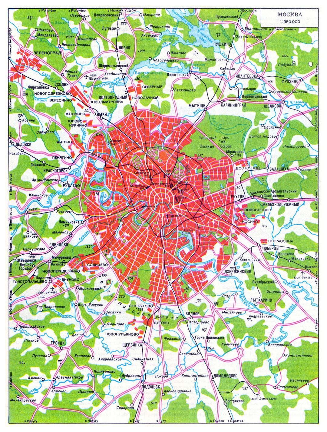 Large transit map of Moscow city in russian