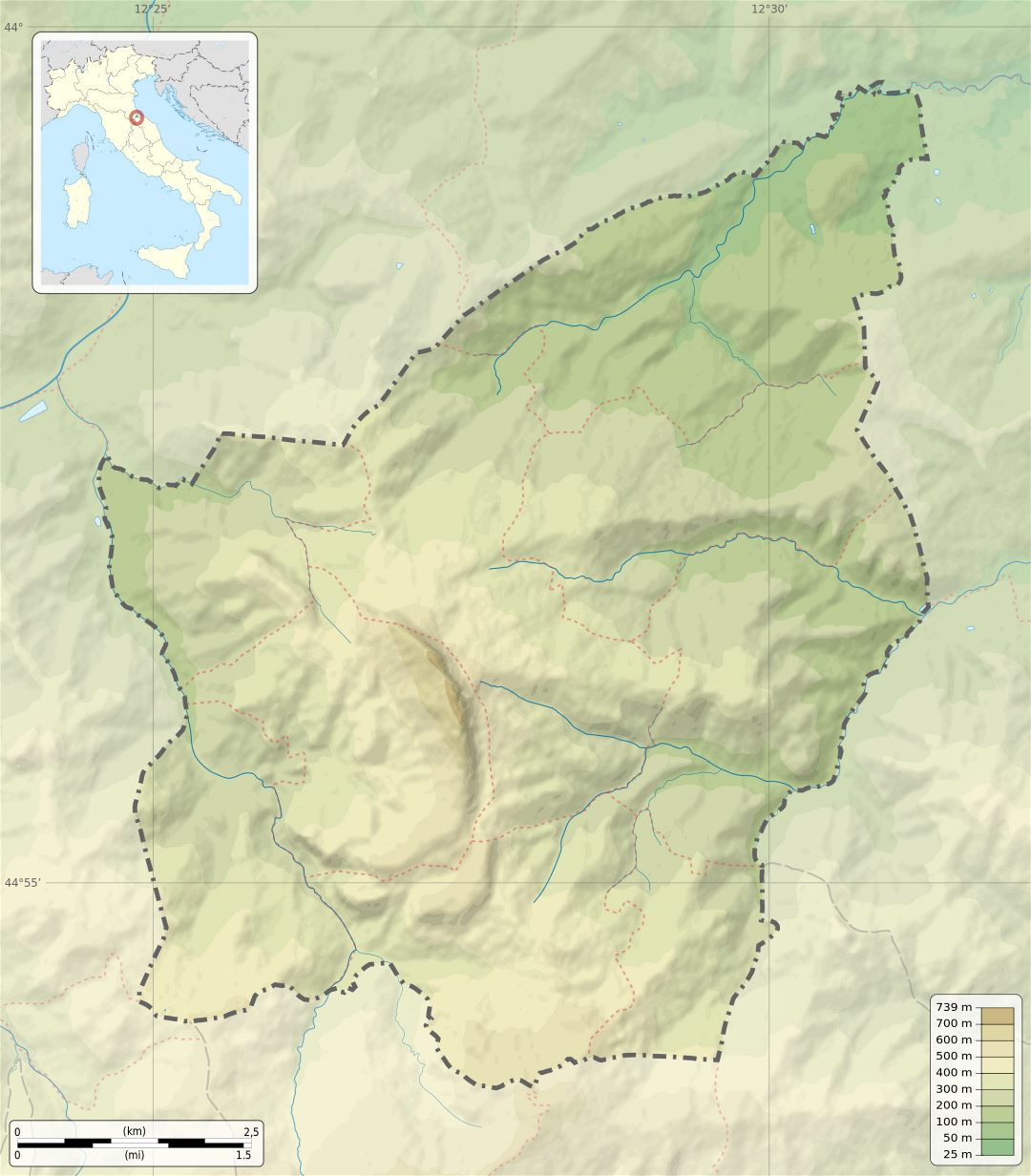 Large detailed elevation map of San Marino