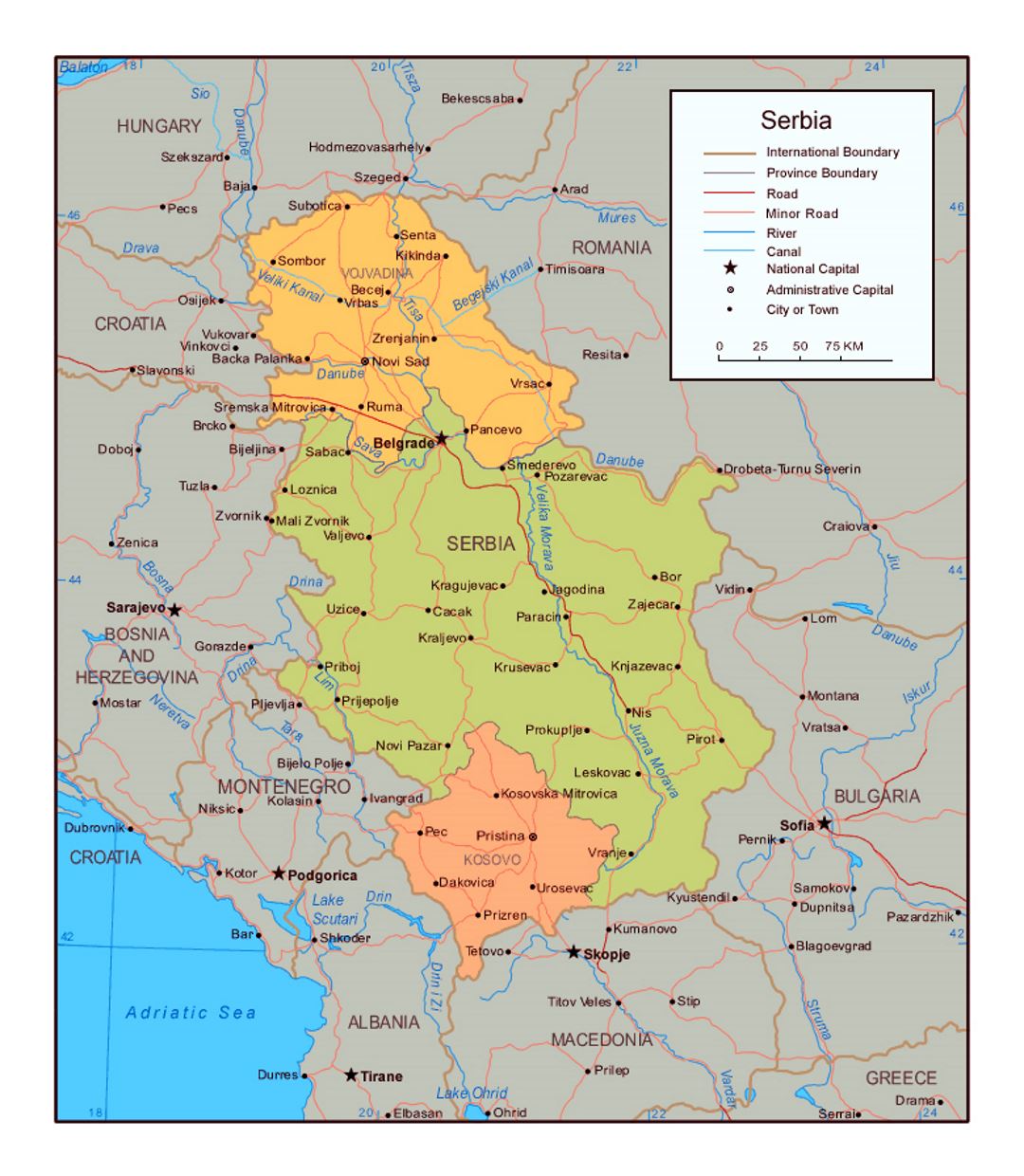 Political map of Serbia | Serbia | Europe | Mapsland | Maps of the World
