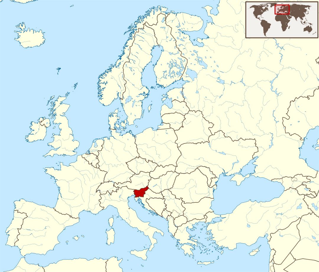 Detailed location map of Slovenia in Europe