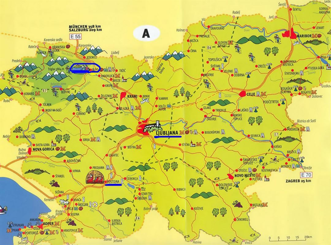 Detailed tourist map of Slovenia