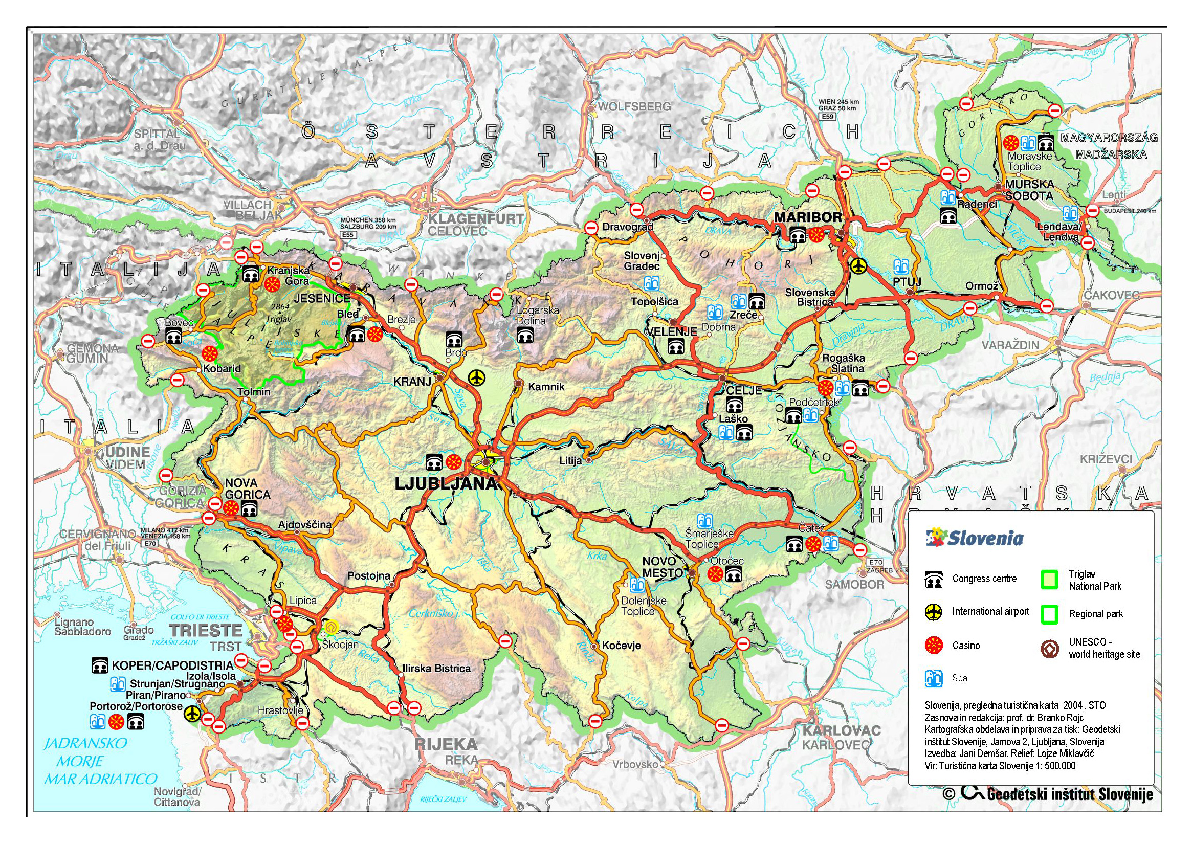 Large Detailed Road And Travel Map Of Slovenia With Relief Slovenia Large Detailed Road And Travel Map Of Slovenia With Relief Slovenia