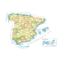 Large physical map of Portugal with roads, cities and airports, Portugal, Europe, Mapsland