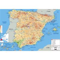 Large physical map of Portugal with roads, cities and airports, Portugal, Europe, Mapsland