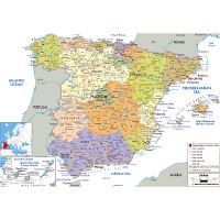 Large political and administrative map of Portugal with major cities, Portugal, Europe, Mapsland