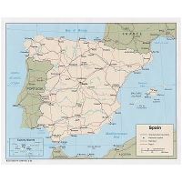 Large detailed old political and administrative map of Spain and Portugal  with relief, roads and cities - 1857, Spain, Europe, Mapsland