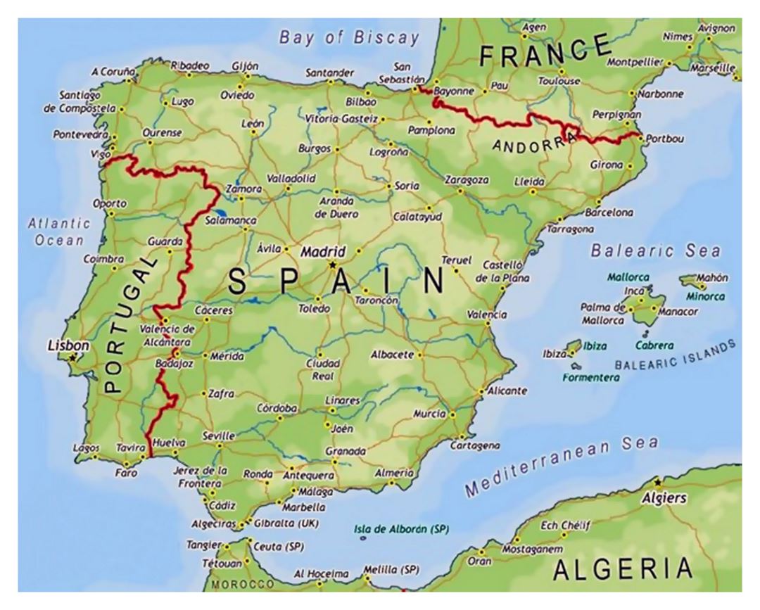 Europe Countries Map Spain