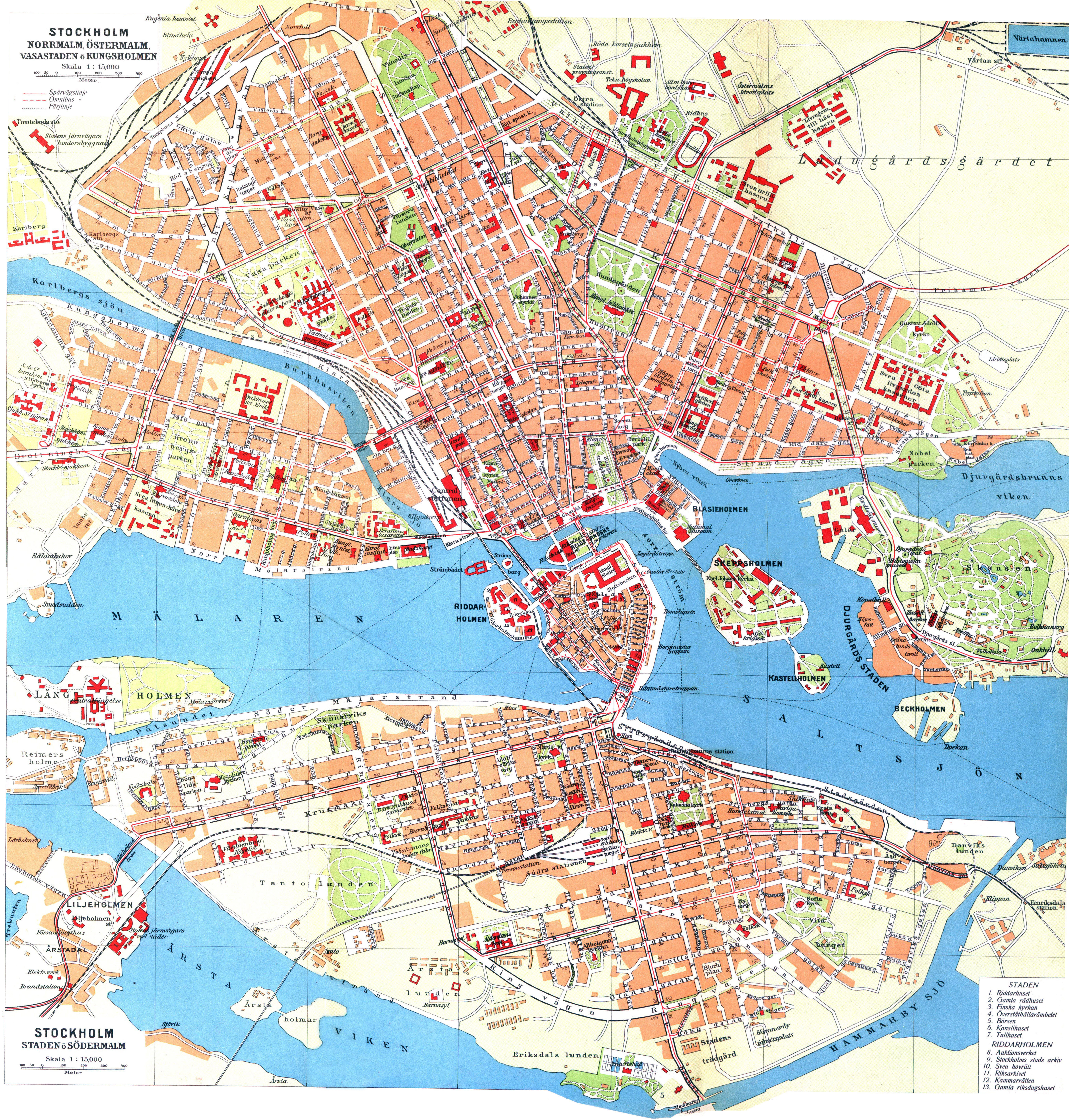 Large detailed old map of Stockholm city | Stockholm | Sweden | Europe