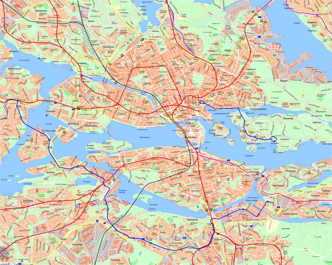 Road map of Stockholm city